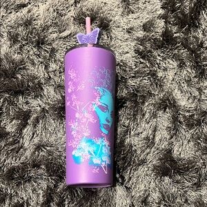 Wicked Glinda Purple Stainless Steel Tumbler with Butterfly Straw Topper